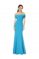 Stretch Crepe Off the Shoulder Sheath Peacock Blue Formal Dress / Bridesmaid Dress Derby