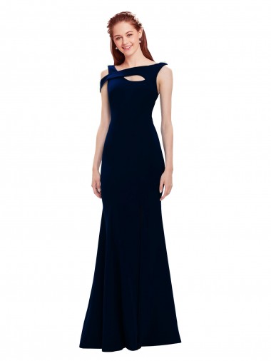 Stretch Crepe Off the Shoulder Mermaid Dark Navy Formal Evening Gown / Prom Dress / Bridesmaid Dress Derby