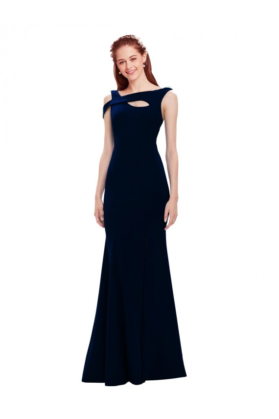 Stretch Crepe Off the Shoulder Mermaid Dark Navy Formal Evening Gown / Prom Dress / Bridesmaid Dress Derby