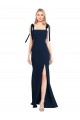 Stretch Crepe Spaghetti Straps Low Back Trumpet Dark Navy Semi Formal Evening Dress / Prom Dress / Bridesmaid Dress Derby