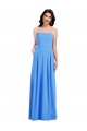Stretch Crepe Strapless Low Back Trumpet Peacock Blue Semi Formal Evening Dress / Prom Dress / Bridesmaid Dress Derby