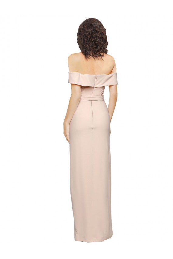 Stretch Crepe Off the Shoulder Low Back Mermaid Nude Formal Evening Gown / Prom Dress / Bridesmaid Dress Derby