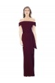 Stretch Crepe Off the Shoulder Low Back Mermaid Burgundy Gold Formal Evening Gown / Prom Dress / Bridesmaid Dress Derby