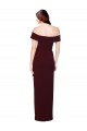 Stretch Crepe Off the Shoulder Low Back Mermaid Burgundy Gold Formal Evening Gown / Prom Dress / Bridesmaid Dress Derby