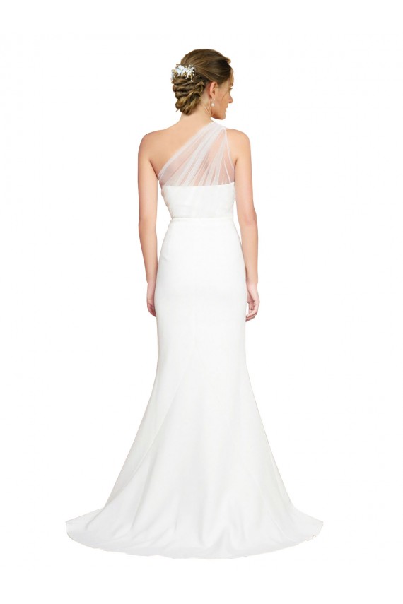 Stretch Crepe & Tulle One Shoulder Mermaid Ivory Formal Evening Gown / Bridesmaid Dress Derby