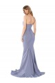 Stretch Crepe Strapless Low Back Mermaid Smoke Blue Formal Evening Gown / Prom Dress / Bridesmaid Dress Derby