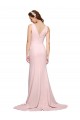 Stretch Crepe V-Neck V-Back A-Line Pink Black Tie Evening Dress / Prom Dress / Bridesmaid Dress Derby
