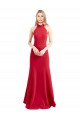 Stretch Crepe High Neck Open Back A-Line Red Formal Evening Gown / Prom Dress / Bridesmaid Dress Derby