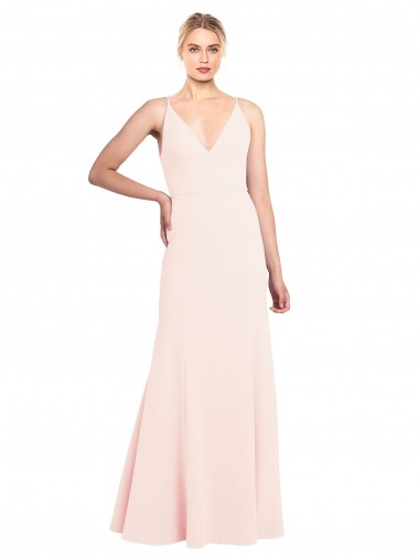 Stretch Crepe High Neck V-Back A-Line Pink Formal Evening Gown / Prom Dress / Bridesmaid Dress Derby