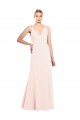 Stretch Crepe High Neck V-Back A-Line Pink Formal Evening Gown / Prom Dress / Bridesmaid Dress Derby