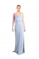 Stretch Crepe High Neck V-Back Sheath Light Sky Blue Formal Dress / Bridesmaid Dress Derby