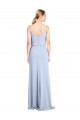 Stretch Crepe High Neck V-Back Sheath Light Sky Blue Formal Dress / Bridesmaid Dress Derby