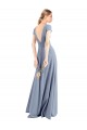 Stretch Crepe High Neck Sheath Smoke Blue Prom Dress / Bridesmaid Dress Derby