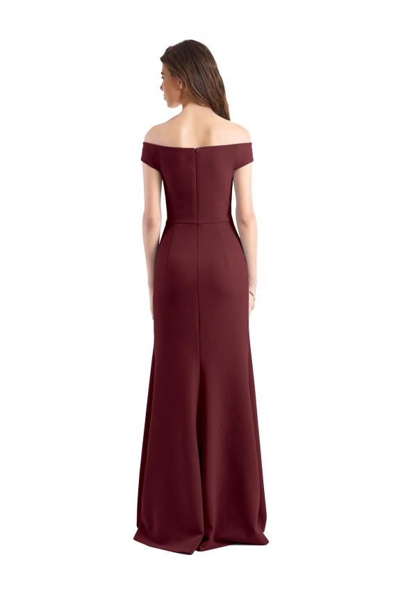 Stretch Crepe High Neck Sheath Burgundy Gold Prom Dress / Bridesmaid Dress Derby