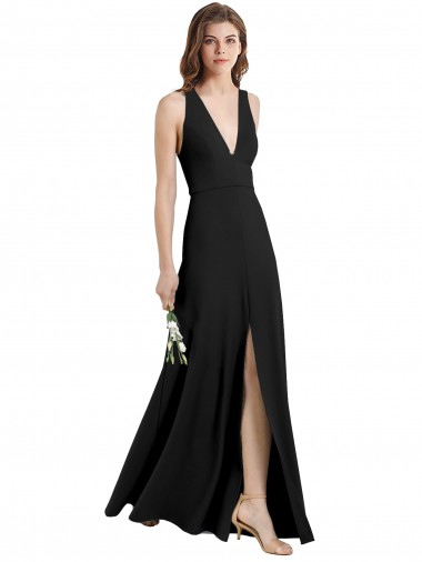 Stretch Crepe High Neck Sheath Black Formal Evening Gown / Prom Dress / Bridesmaid Dress Derby