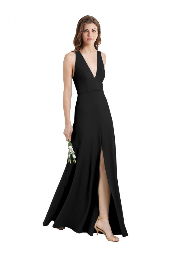 Stretch Crepe High Neck Sheath Black Formal Evening Gown / Prom Dress / Bridesmaid Dress Derby
