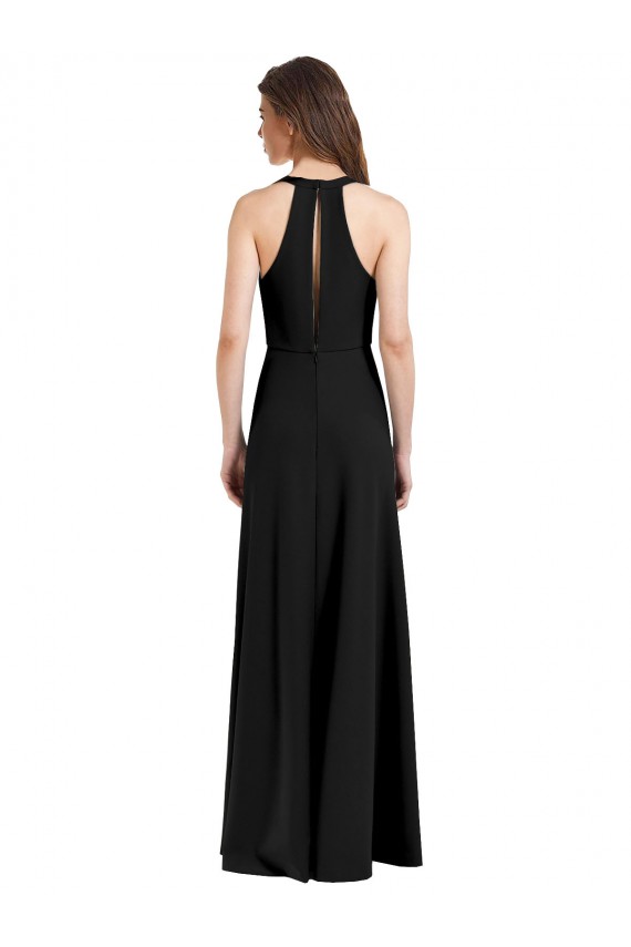 Stretch Crepe High Neck Sheath Black Formal Evening Gown / Prom Dress / Bridesmaid Dress Derby