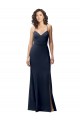 Stretch Crepe High Neck Open Back Sheath Dark Navy Formal Evening Gown / Prom Dress / Bridesmaid Dress Derby