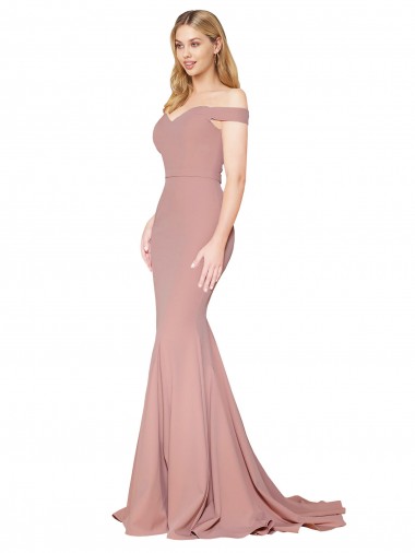 Stretch Crepe High Neck Mermaid Dusty Pink Formal Evening Gown / Prom Dress / Bridesmaid Dress Derby