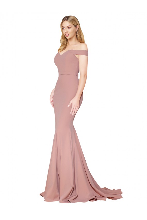Stretch Crepe High Neck Mermaid Dusty Pink Formal Evening Gown / Prom Dress / Bridesmaid Dress Derby