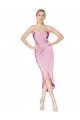Stretch Crepe High Neck Mermaid Orchid High Low Evening Gown / Prom Dress / Bridesmaid Dress Derby