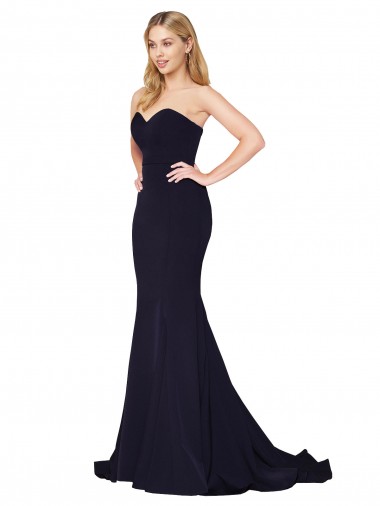 Stretch Crepe High Neck Mermaid Dark Navy Formal Evening Gown / Prom Dress / Bridesmaid Dress Derby