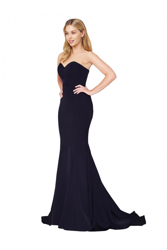 Stretch Crepe High Neck Mermaid Dark Navy Formal Evening Gown / Prom Dress / Bridesmaid Dress Derby