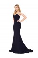 Stretch Crepe High Neck Mermaid Dark Navy Formal Evening Gown / Prom Dress / Bridesmaid Dress Derby