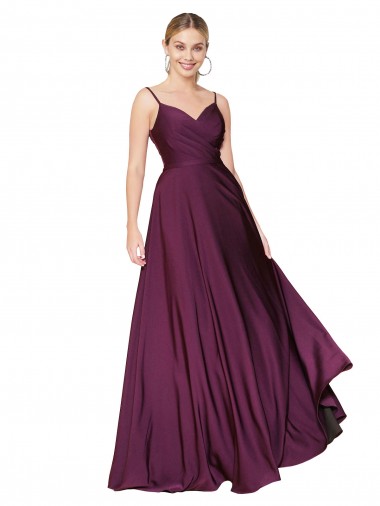 Stretch Crepe High Neck V-Back A-Line Wild Berry Formal Evening Gown / Prom Dress / Bridesmaid Dress Derby
