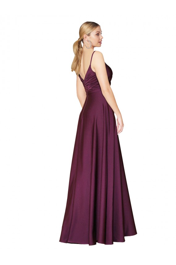 Stretch Crepe High Neck V-Back A-Line Wild Berry Formal Evening Gown / Prom Dress / Bridesmaid Dress Derby