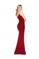 Stretch Crepe V-Neck V-Back Mermaid Burgundy Formal Evening Gown / Prom Dress / Bridesmaid Dress Derby