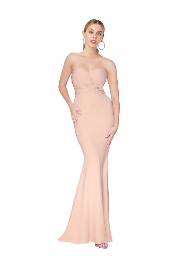 Stretch Crepe High Neck Mermaid Nude Formal Dress / Bridesmaid Dress Derby