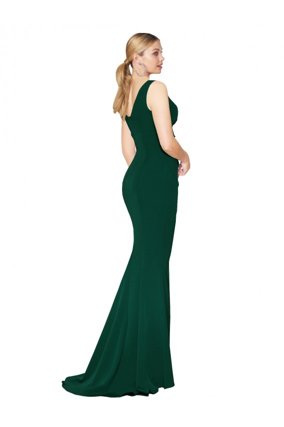 Stretch Crepe High Neck Mermaid Midnight Green Formal Evening Gown / Prom Dress / Bridesmaid Dress Derby