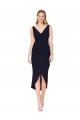 Stretch Crepe High Neck Mermaid Dark Navy High Low Evening Gown / Prom Dress / Bridesmaid Dress Derby