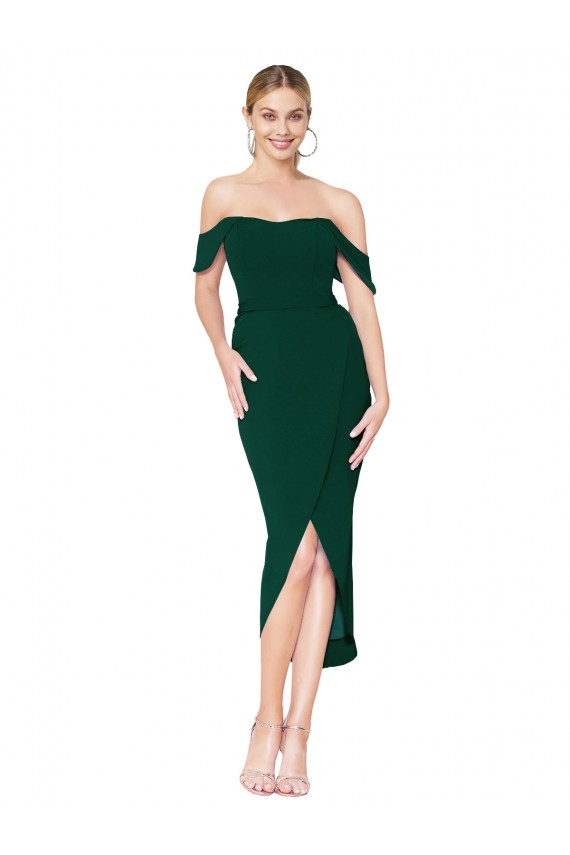 Stretch Crepe High Neck Mermaid Midnight Green High Low Evening Gown / Prom Dress / Bridesmaid Dress Derby