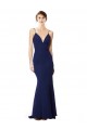Stretch Crepe High Neck Open Back Mermaid Navy Blue Formal Dress / Bridesmaid Dress Derby
