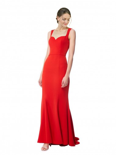 Stretch Crepe High Neck Mermaid Red Formal Evening Gown / Prom Dress / Bridesmaid Dress Derby