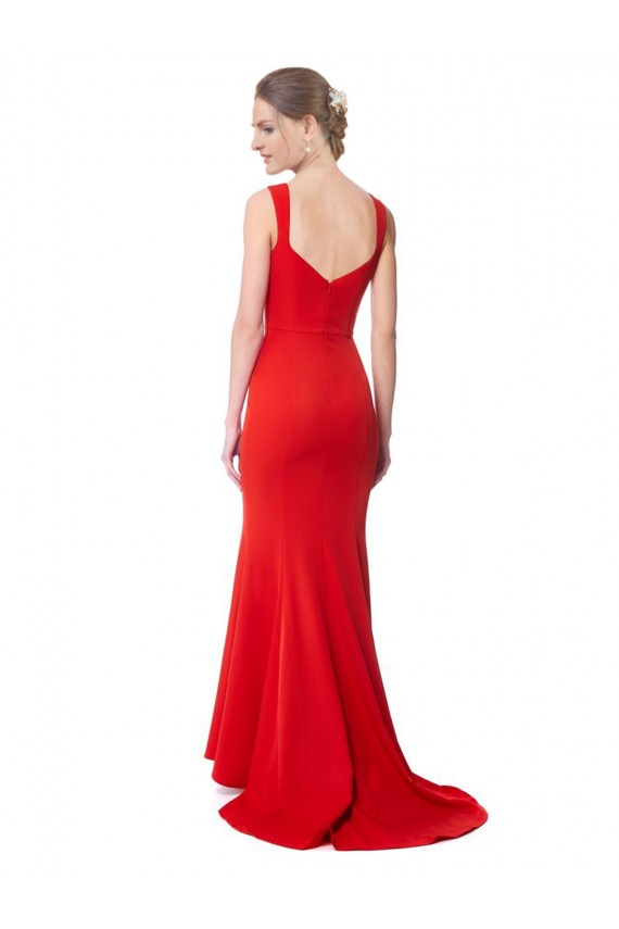 Stretch Crepe High Neck Mermaid Red Formal Evening Gown / Prom Dress / Bridesmaid Dress Derby
