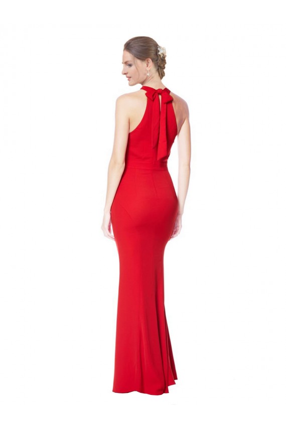 Stretch Crepe High Neck Mermaid Red Prom Dress / Bridesmaid Dress Derby