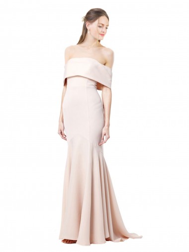 Stretch Crepe High Neck Mermaid Nude Formal Evening Gown / Prom Dress / Bridesmaid Dress Derby