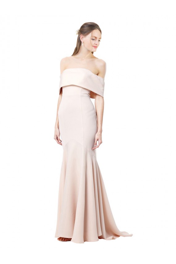 Stretch Crepe High Neck Mermaid Nude Formal Evening Gown / Prom Dress / Bridesmaid Dress Derby