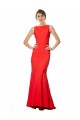Stretch Crepe High Neck Open Back Mermaid Red Bridesmaid Dress / Evening Gowns Derby