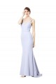 Stretch Crepe High Neck Mermaid Light Sky Blue Evening Gown / Prom Dress / Bridesmaid Dress Derby