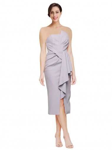 Stretch Crepe Strapless Low Back Sheath Arctic Lilac High Low Evening Gown / Prom Dress / Bridesmaid Dress Derby