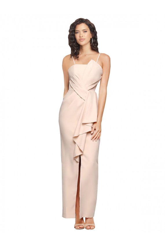 Stretch Crepe Strapless Low Back Sheath Nude Semi Formal Evening Dress / Prom Dress / Bridesmaid Dress Derby