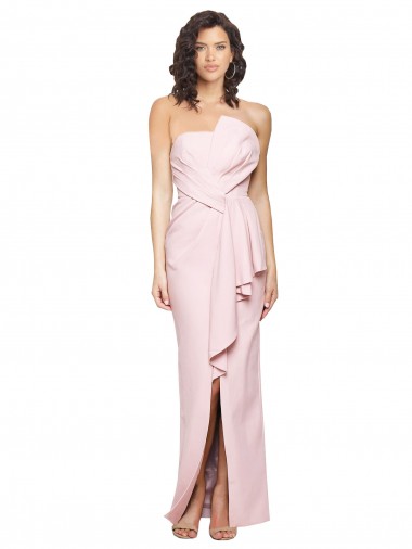 Stretch Crepe Strapless Low Back Sheath Pink Formal Dress / Bridesmaid Dress Derby