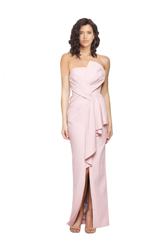Stretch Crepe Strapless Low Back Sheath Pink Formal Dress / Bridesmaid Dress Derby