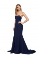 Stretch Crepe Sweetheart Low Back A-Line Dark Navy Formal Evening Gown / Prom Dress / Bridesmaid Dress Derby