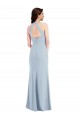 Stretch Crepe V-Neck Open Back A-Line Light Sky Blue Formal Evening Gown / Prom Dress / Bridesmaid Dress Derby