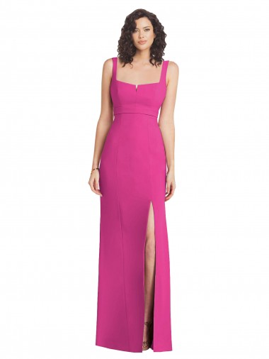 Stretch Crepe Square Neck Low Back Trumpet Fuchsia Semi Formal Evening Dress / Prom Dress / Bridesmaid Dress Derby